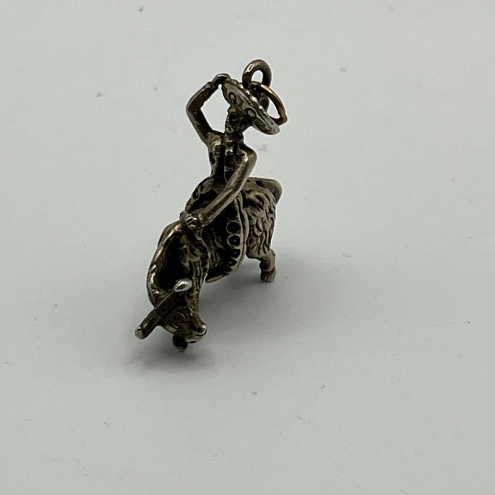 Vintage Sterling Silver .925 Bull Rider Matador Charm Pendant  12.4 Grams